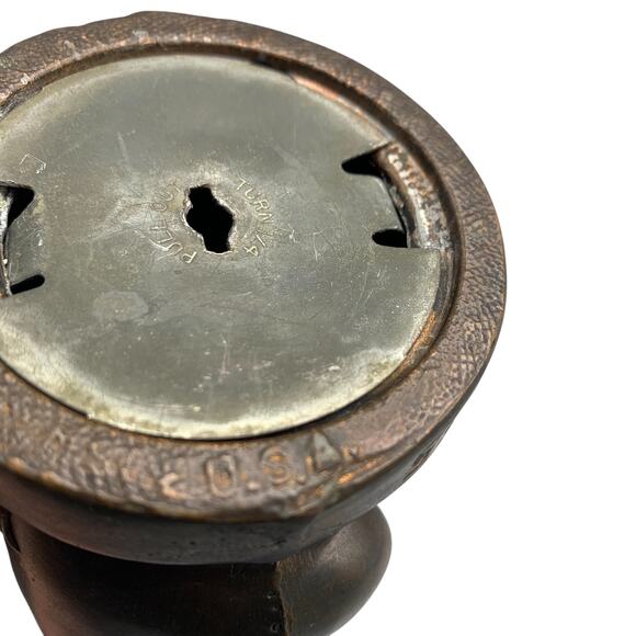 Three Little Pigs Cast Metal Piggy Bank Coin Worn Copper Tone Finish Key USA - Picture 7 of 7